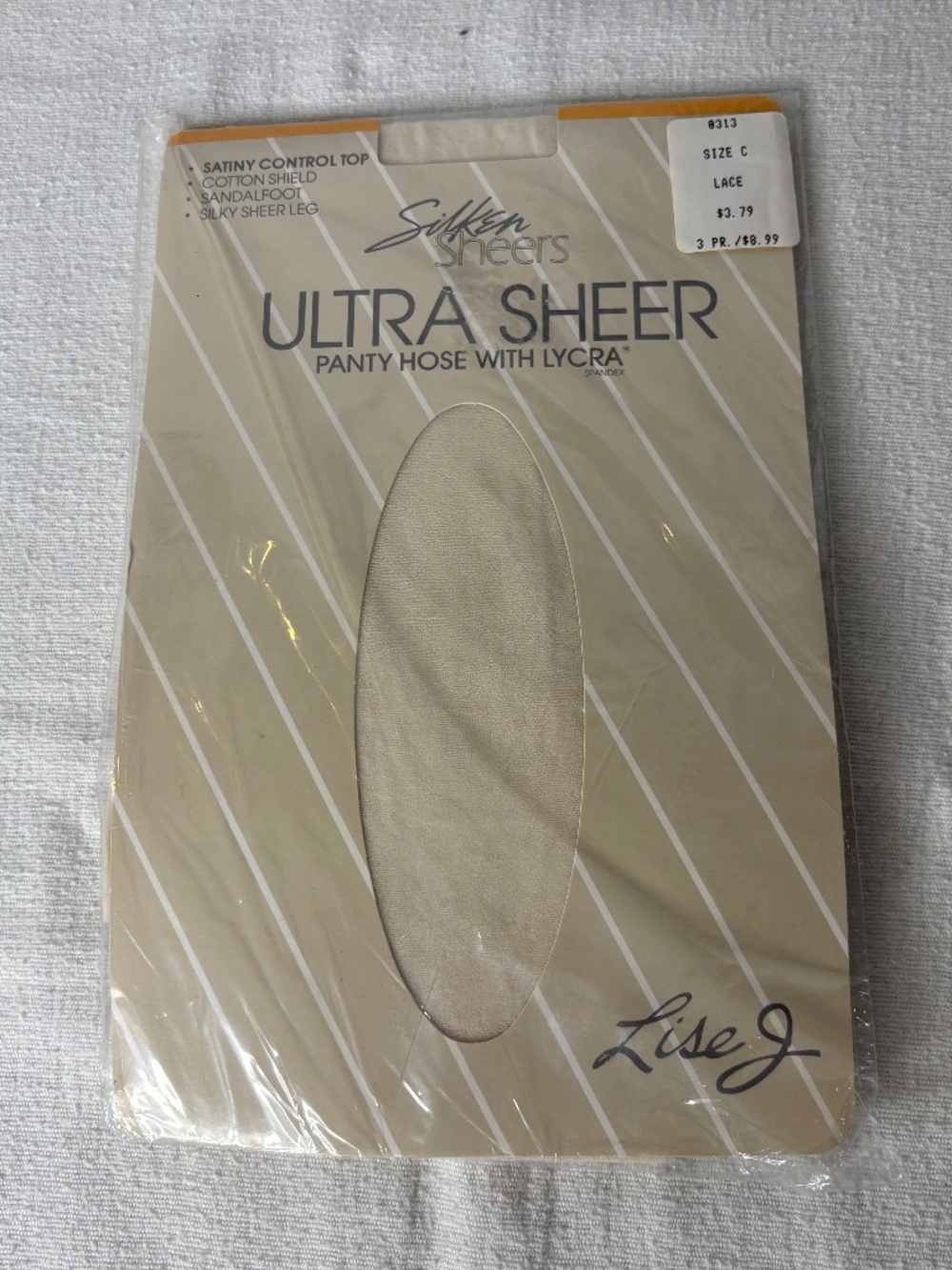 Vintage Dress Barn Lise J Silken Sheer Control Top Pantyhose Lace Size C 8313
